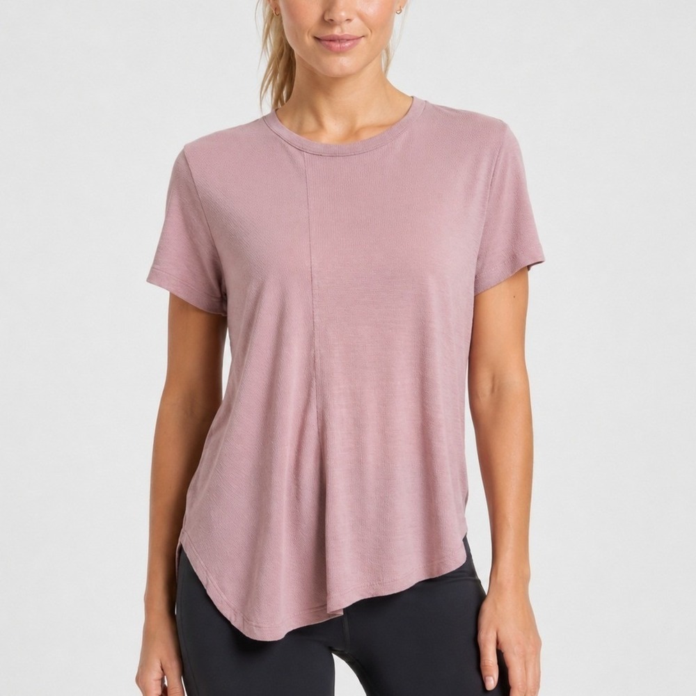 Athleta T-Shirt Size Small Relaxed Fit Asymmetric Hem Smoked Mauve Rose‎ Women's